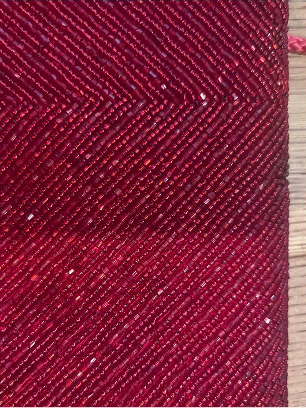 1980s Red Beaded Evening Clutch Shoulder Bag
